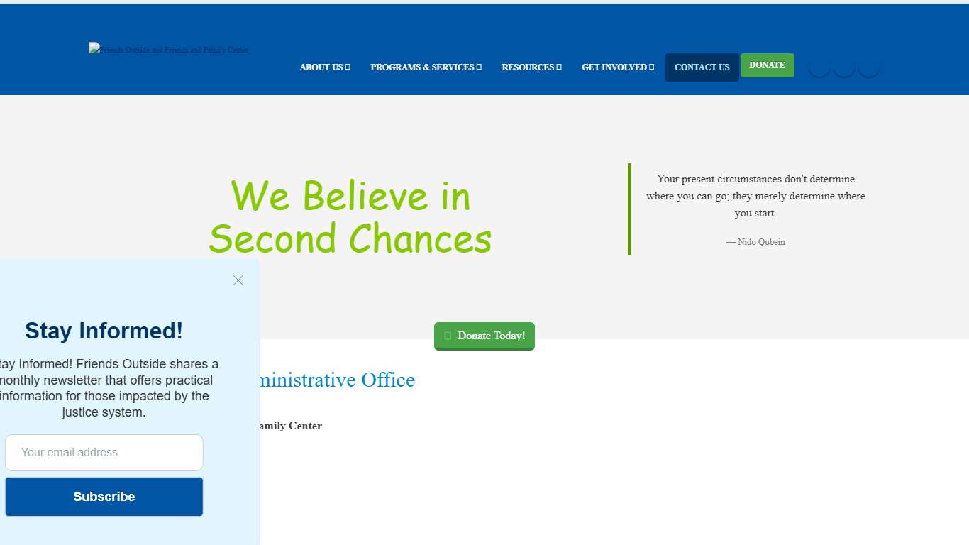 Friends Outside and Friends and Family Center > Contact Us